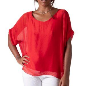 Short Sleeve Loose Edge Silk Blouse